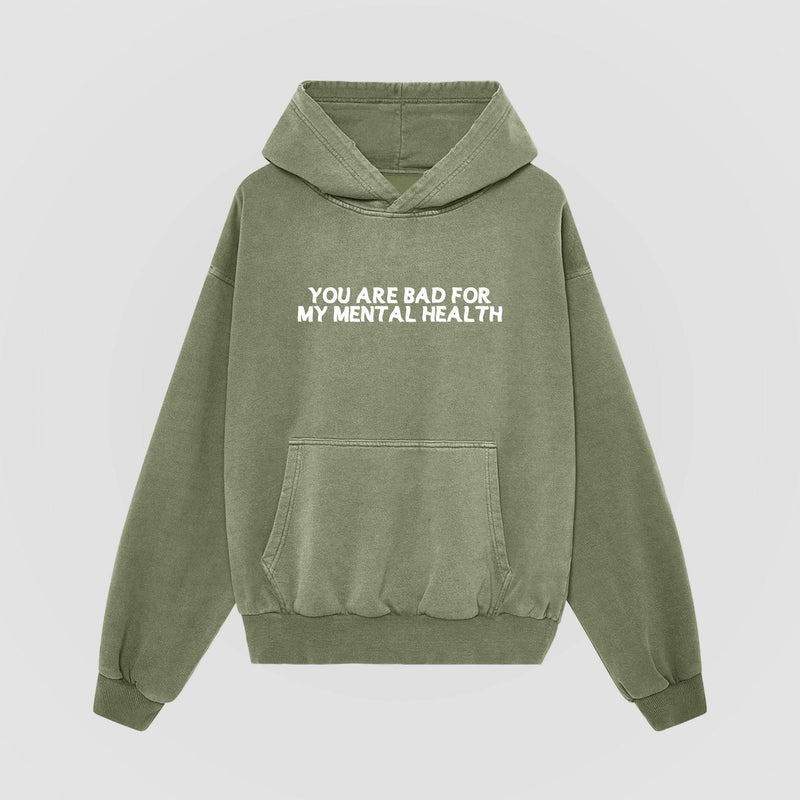 Bad For My Mental Health Oversized Sage Hoodie - No Sad Days