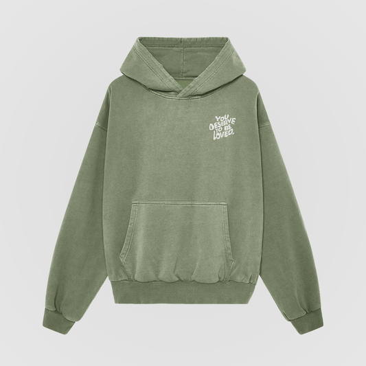 You Deserve To Be Loved Oversized Sage Hoodie - No Sad Days