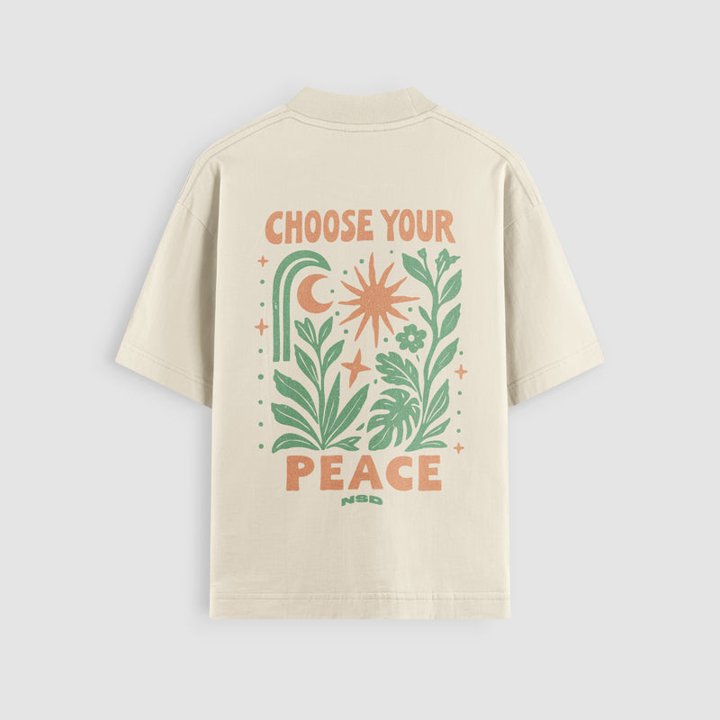 Choose Your Peace Oversized Tee - Greige Back