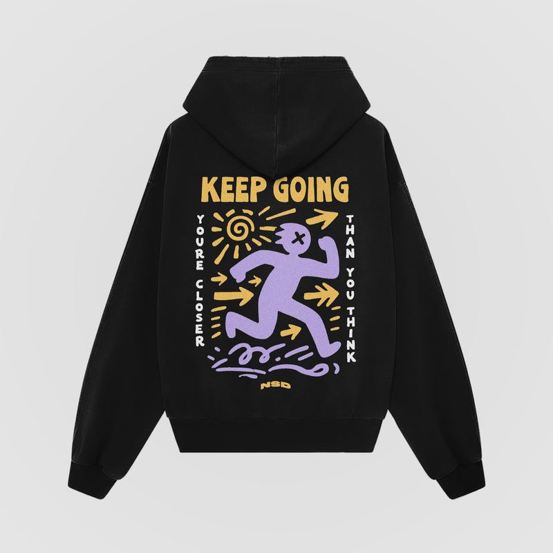 Keep Going Oversized Hoodie - Black Back