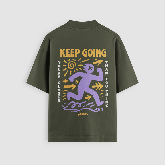Keep Going Oversized Tee - Olive Back