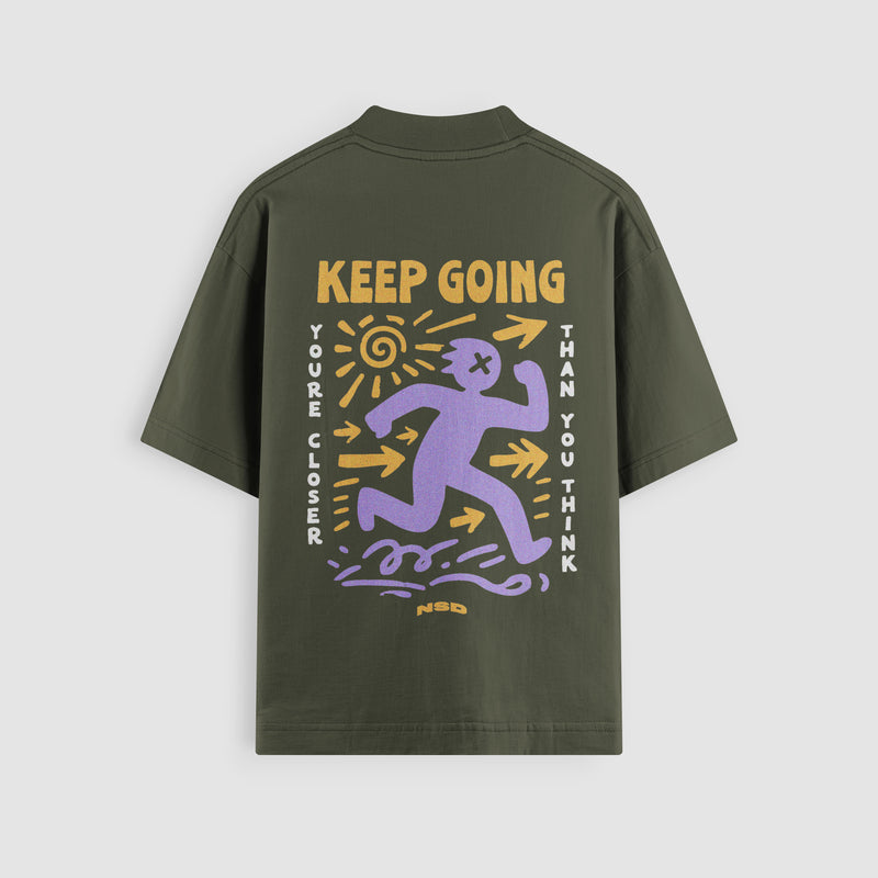 Keep Going Oversized Tee - Olive Back