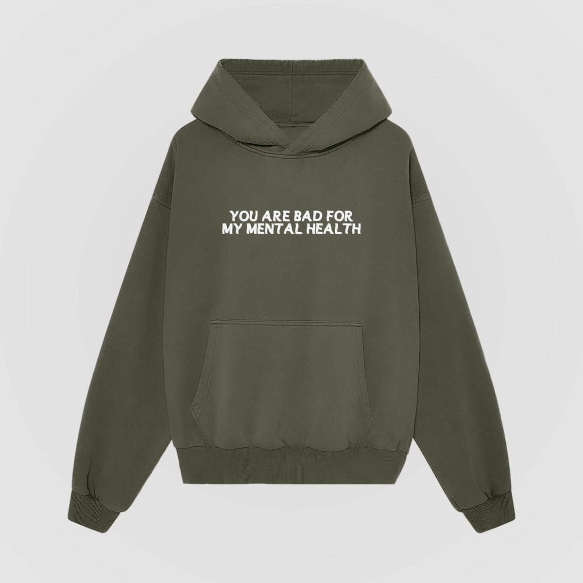 Bad For My Mental Health Oversized Green Hoodie - No Sad Days