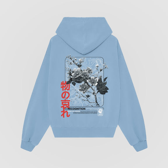 Mono No Aware blue oversized hoodie back artwork