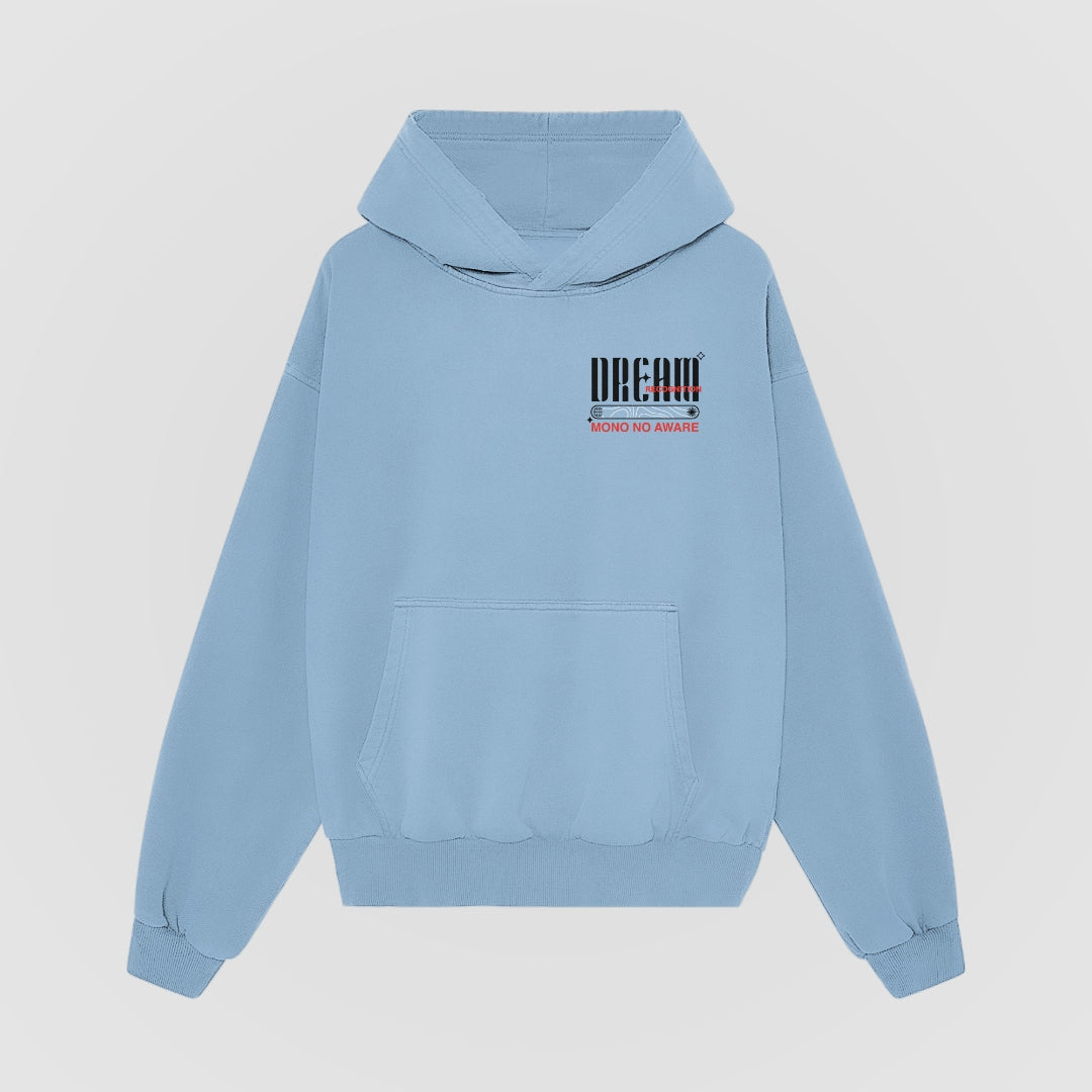 Mono No Aware blue oversized hoodie front