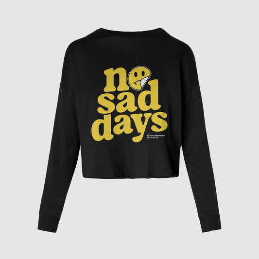 No Sad Days Retro Long Sleeve Crop Tee - No Sad Days