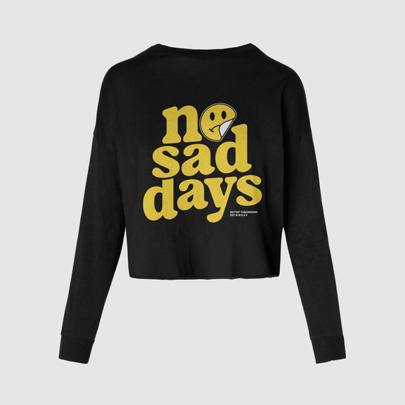No Sad Days Retro Long Sleeve Crop Tee - No Sad Days