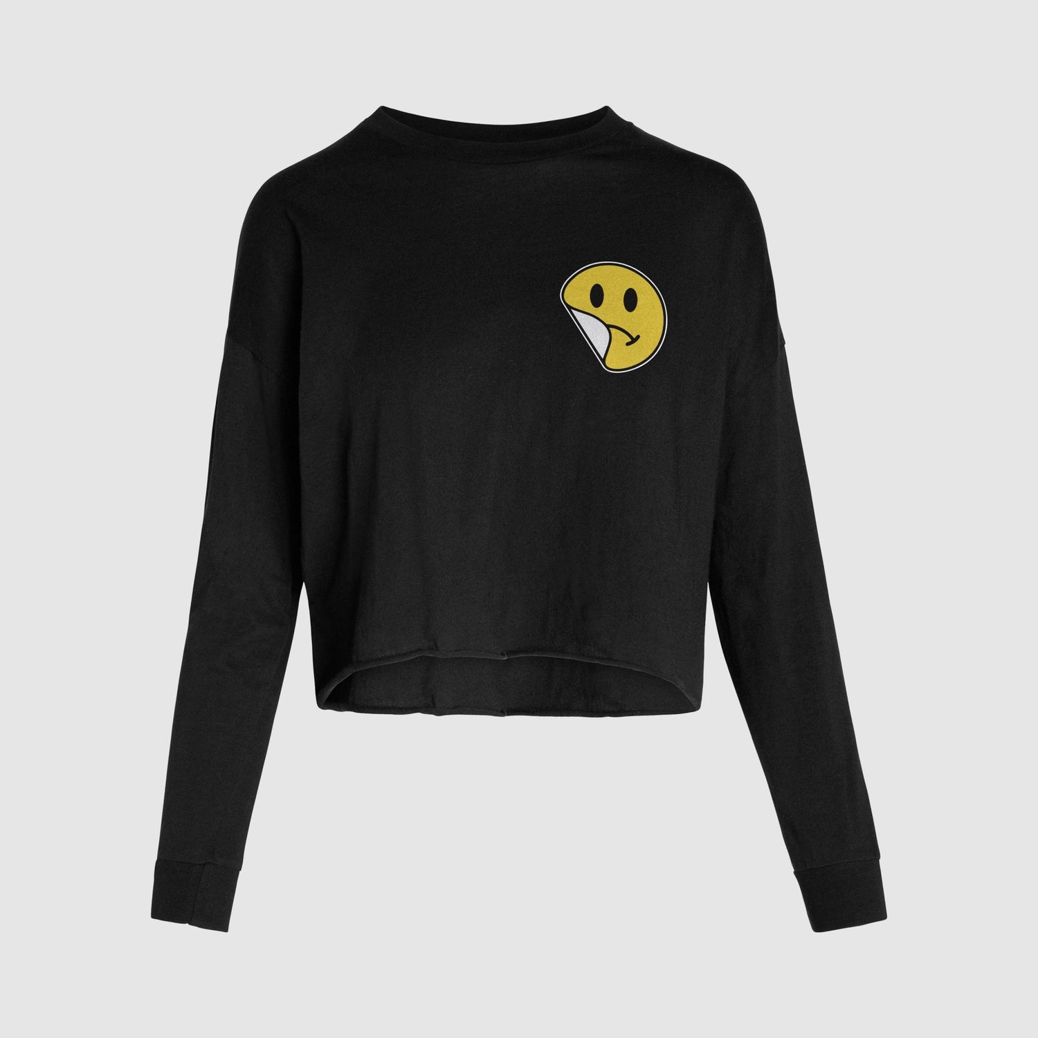 No Sad Days Retro Long Sleeve Crop Tee - No Sad Days