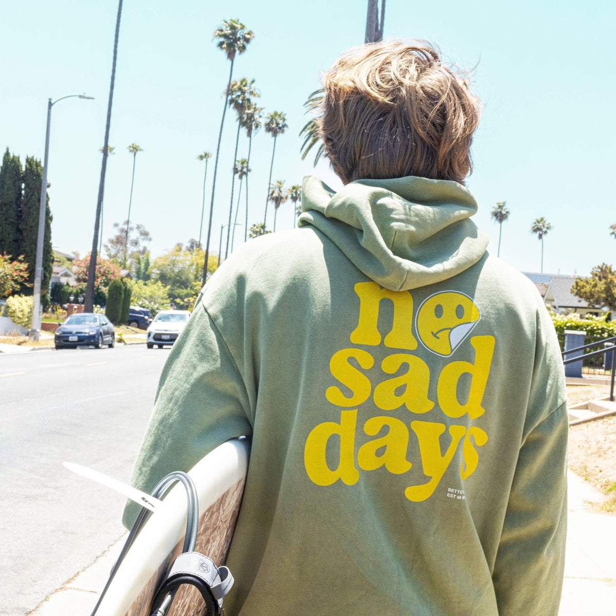 No Sad Days Retro Oversized Hoodie - No Sad Days