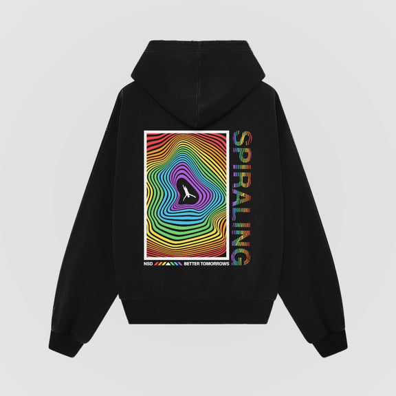 Spiraling Pride Black Hoodie back