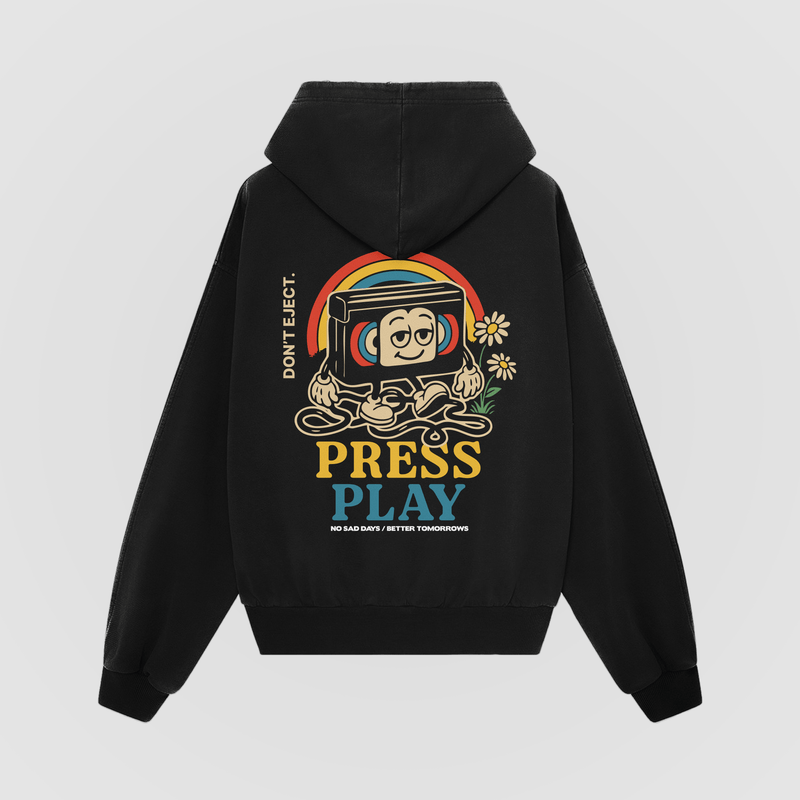 Press Play Oversized Hoodie - No Sad Days