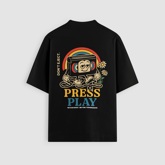 Press Play Oversized Tee - No Sad Days