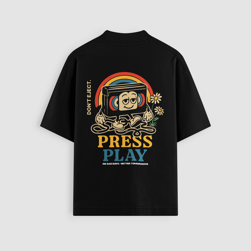 Press Play Oversized Tee - No Sad Days