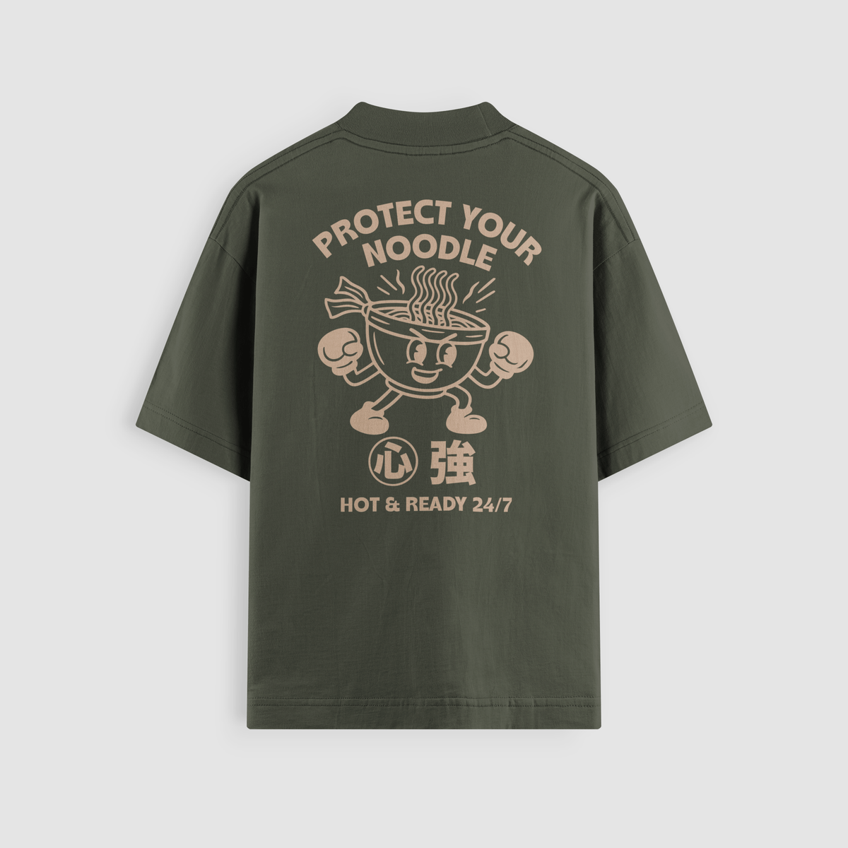 Protect Your Noodle Olive Oversized Tee - No Sad Days