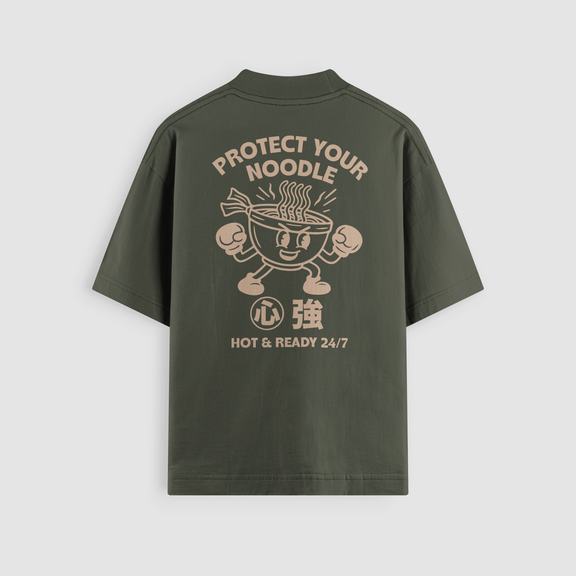 Protect Your Noodle Olive Oversized Tee - No Sad Days