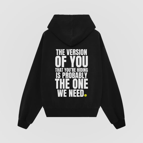 The Version of You Black Oversized Hoodie back view