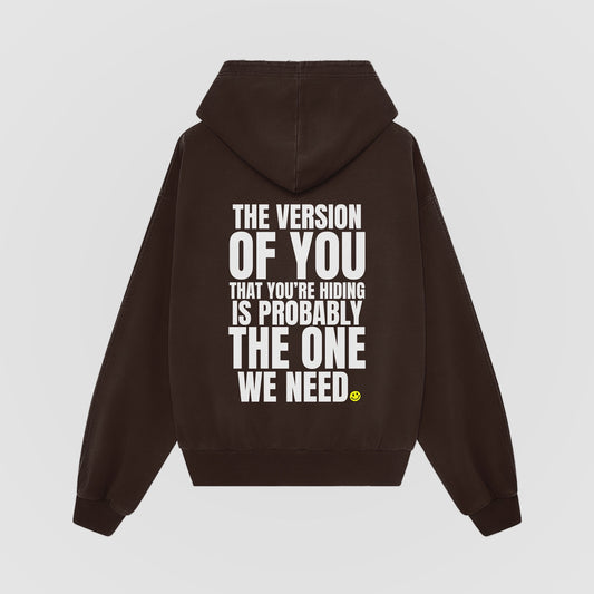 The Version of You Brown Oversized Hoodie back view