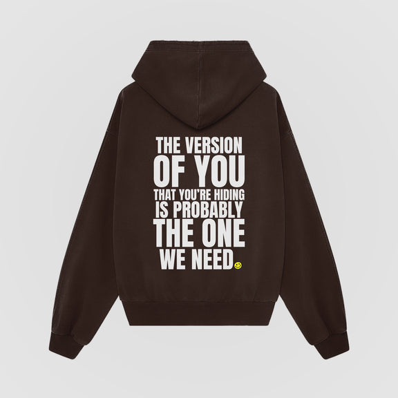 The Version of You Brown Oversized Hoodie back view