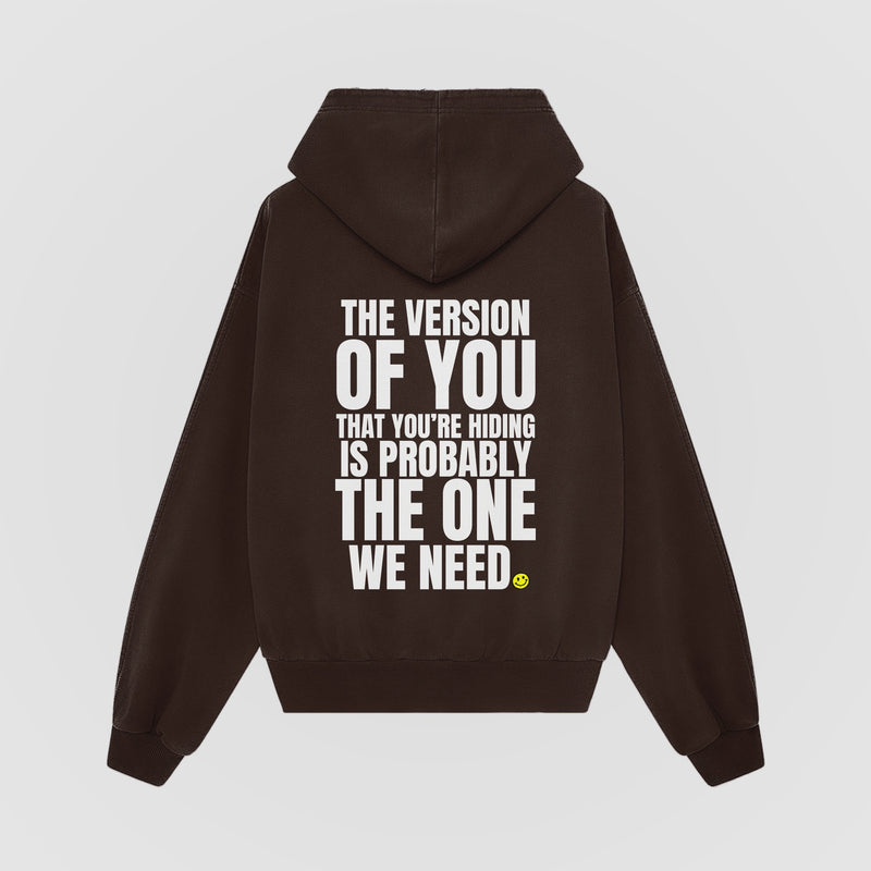 The Version of You Brown Oversized Hoodie back view