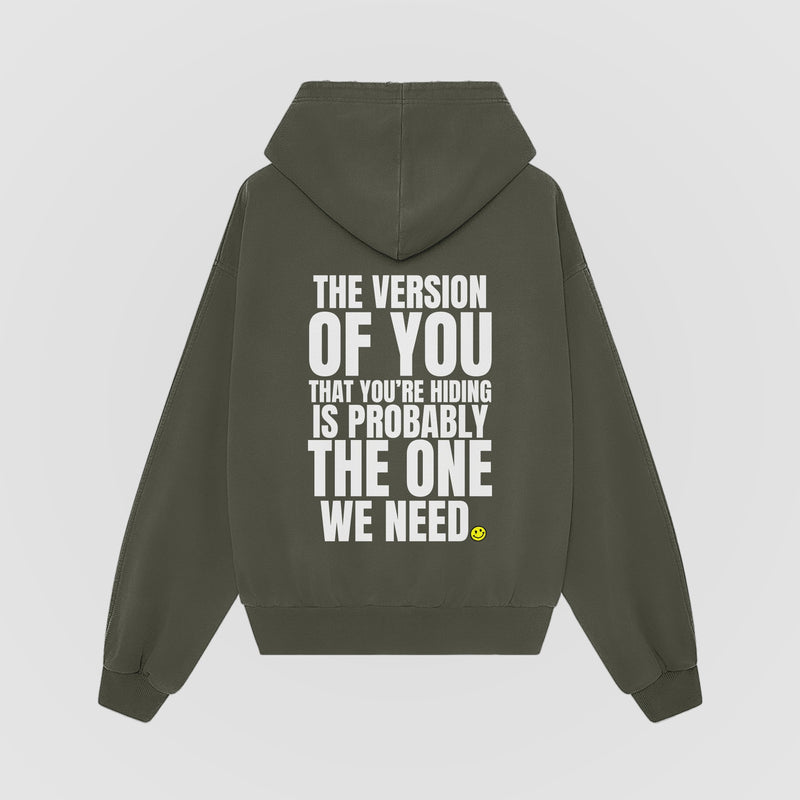The Version of You Olive Oversized Hoodie back view