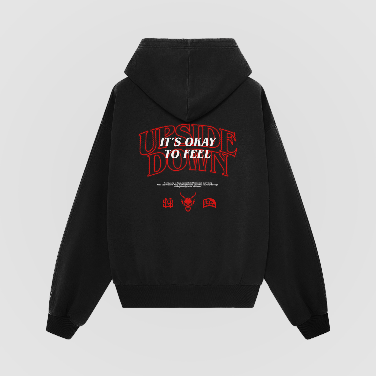 Upside Down Oversized Hoodie - No Sad Days