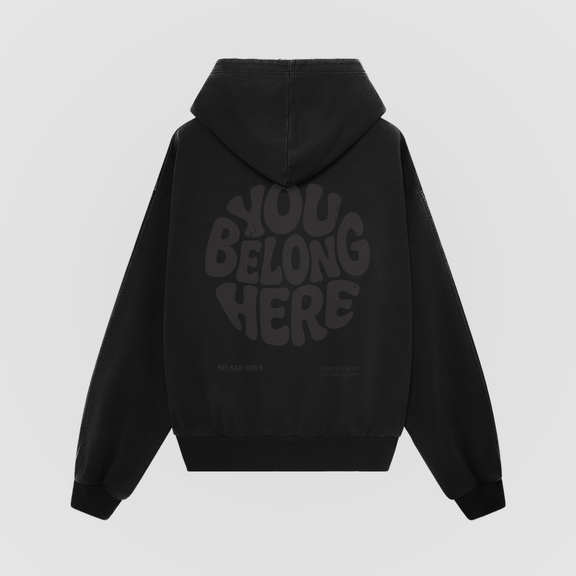 You Belong Here Blackout Oversized Hoodie - No Sad Days