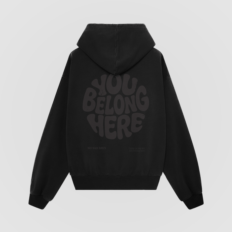 You Belong Here Blackout Oversized Hoodie - No Sad Days