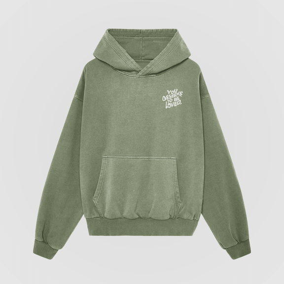 You Deserve To Be Loved Oversized Sage Hoodie - No Sad Days